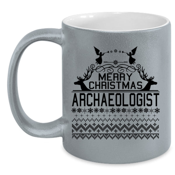 Archaeologist Coffee Mug, Merry Christmas Accent Mug