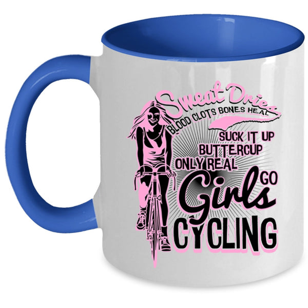 Awesome Girls Coffee Mug, Only Real Girls Go Cycling Accent Mug