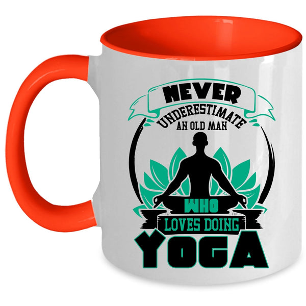 Cool Grandpa Coffee Mug, An Old Man Loves Doing Yoga Accent Mug