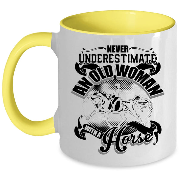 Cool Old Equestrian Coffee Mug, An Old Woman With A Horse Accent Mug