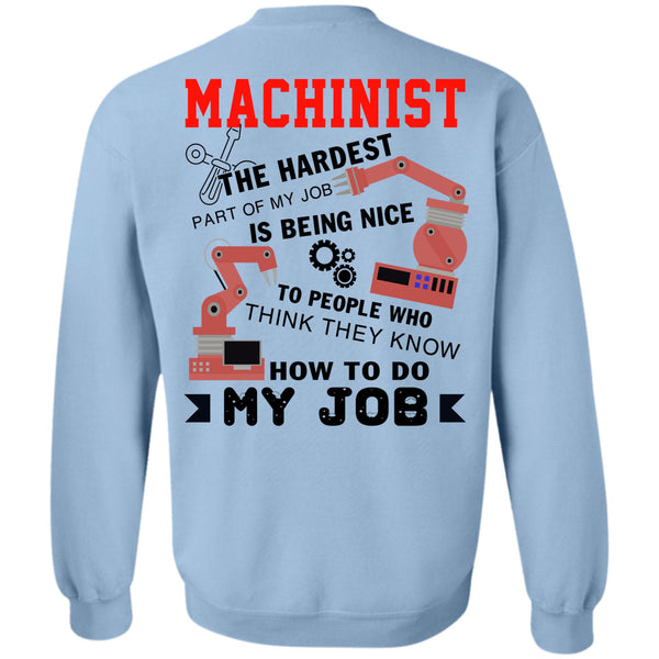 Being A Machinist T Shirt, Machinist The Hardest Part Of My Job Sweatshirt