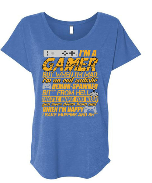 I'm A Gamer T Shirt, I'm Happy T Shirt, Cool Shirt (Ladies' Triblend Dolman Sleeve)