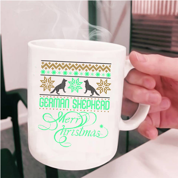 Merry Christmas Coffee Mug, German Shepherd Cup