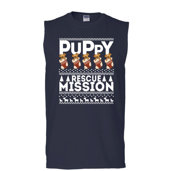 Puppy Rescue Mission T Shirt, Coolest Dog Lover T Shirt, Cool T Shirt (Men's Cotton Sleeveless)