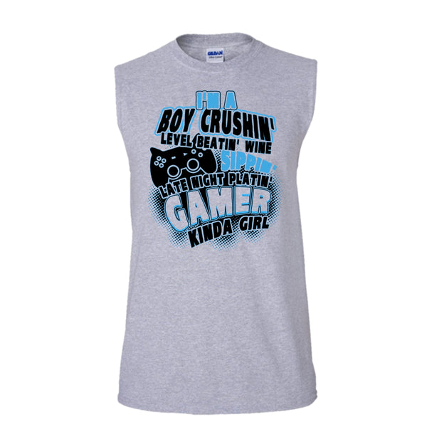 I'm A Boy Crushin' T Shirt, Coolest Gaming Girl Tank Top (Men's Cotton Sleeveless)