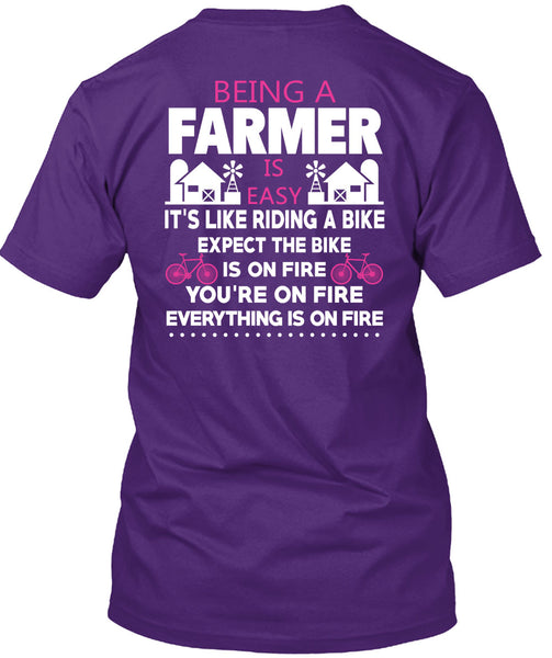 Being A Farmer Is Easy T Shirt, It's Like Riding A Bike T Shirt