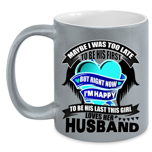 Cute Wedding Coffee Mug, This Girl Loves Her Husband Accent Mug