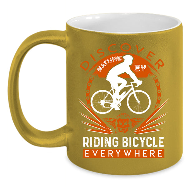 Riding Bicycle Coffee Mug, Cool Gift For Biker Coffee Cup