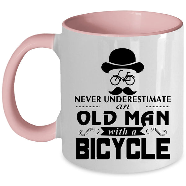 Cool Gift For Grandpas Coffee Mug, An Old Man With A Bicycle Accent Mug