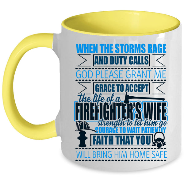 Married Coffee Mug, The Life Of A Firefighter's Wife Accent Mug