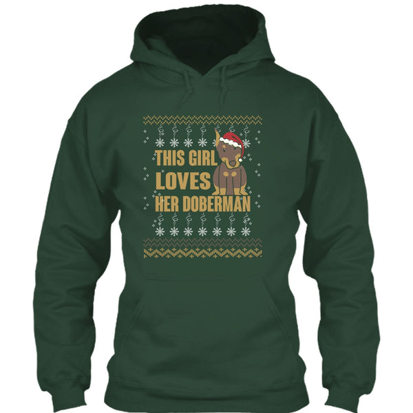 This Girls Loves Her Doberman T Shirt, Merry Christmas T Shirt