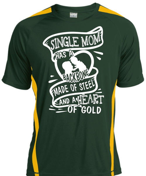 Single Mom Has A Backbone Made Of Steel T Shirt, Being A Mom T Shirt, Cool Shirt