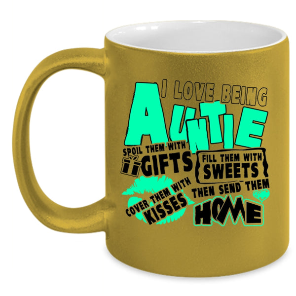 Cute Auntie Coffee Mug, I Love Being Auntie Accent Mug