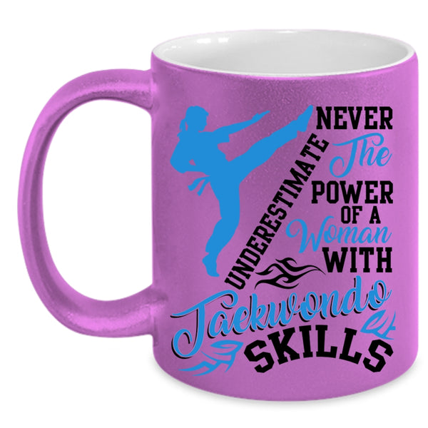 Cool Coffee Mug, The Power Of A Woman With Taekwondo Skills Accent Mug