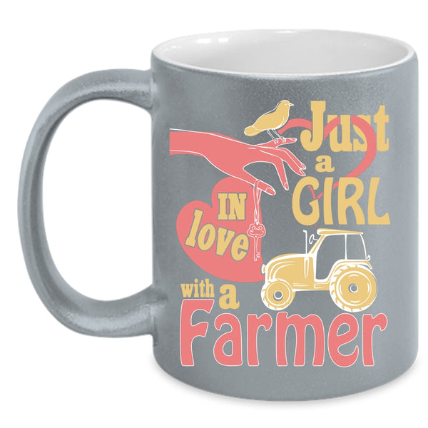 Just A Girl In Love With A Farmer Coffee Mug, Cute Girls Coffee Cup