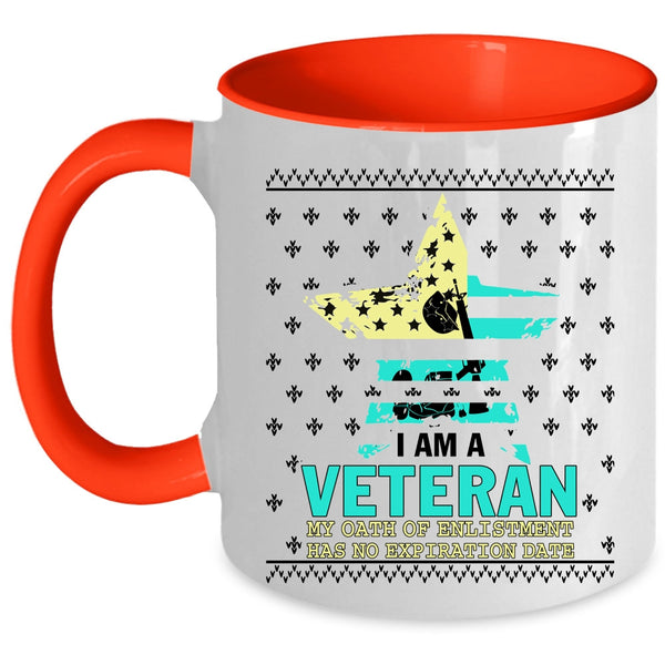 Awesome American Flag Coffee Mug, I Am A Veteran Accent Mug