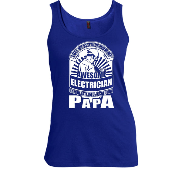 Awesome Electrician T Shirt, I Call Him Papa Tank Top
