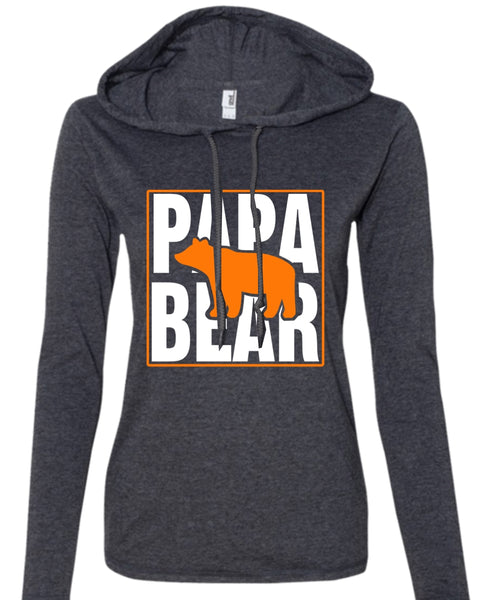 Papa Bear T Shirt, Father's Day T Shirt, Being A Papa T Shirt (Anvil Ladies Ringspun Hooded)
