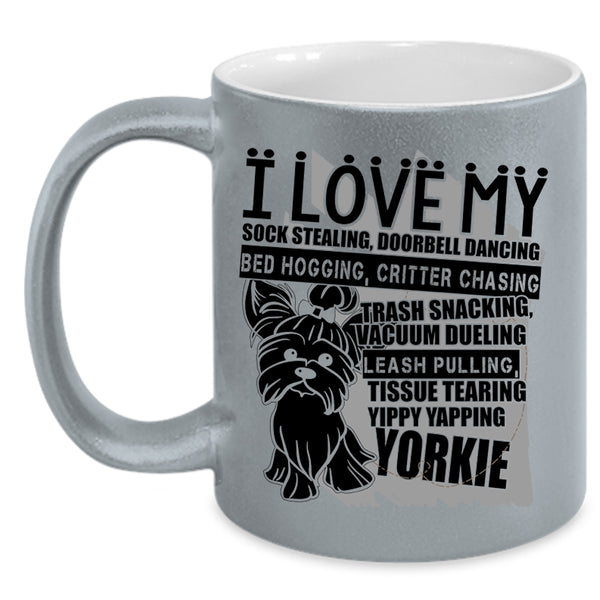 Cute Yorkie Coffee Mug, I Love My Yorkie Accent Mug