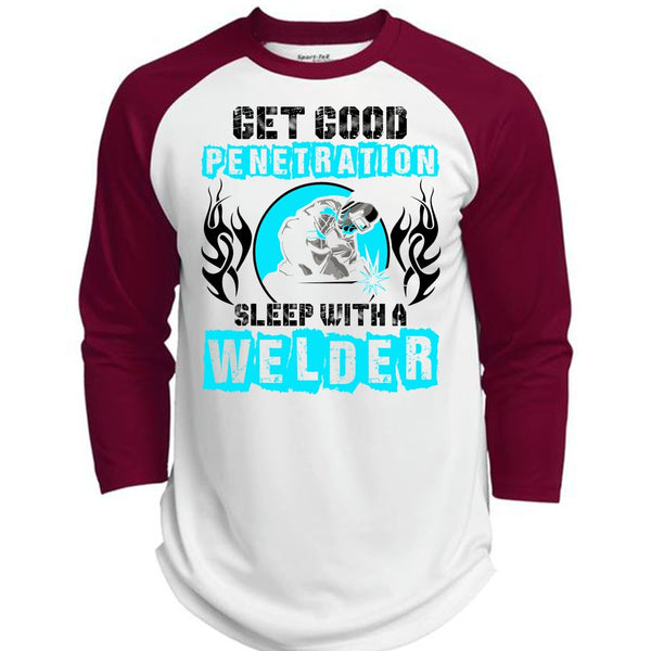 Sleep With A Welder T Shirt, I Love Welding T Shirt, Awesome T-Shirts  (Polyester Game Baseball Jersey)