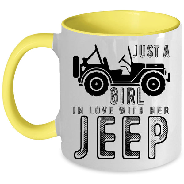 Cute Jeep Coffee Mug, Just A Girl In Love With Her Jeep Accent Mug