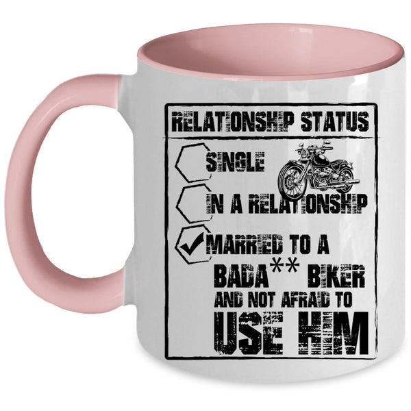 Married To A Biker Coffee Mug, Relationship Status Accent Mug