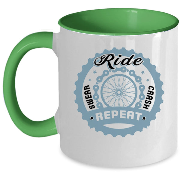 Outdoor Coffee Mug, Ride Swear Crash Repeat Accent Mug