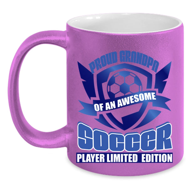Awesome Grandpas Coffee Mug, Proud Grandpa Of A Soccer Player Accent Mug