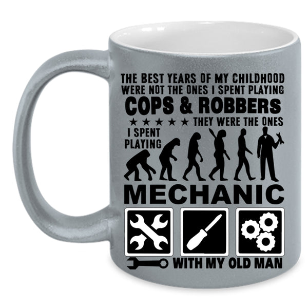 Grandpa Coffee Mug, I Spent Playing Mechanic With My Old Man Accent Mug
