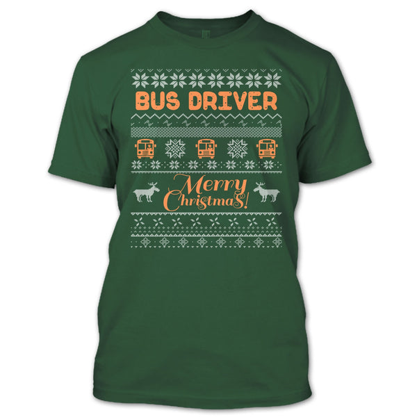 Bus Driver Merry Christmas T Shirt, Coolest Bus Driver T Shirt