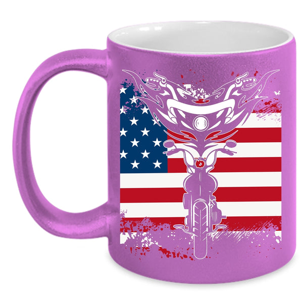 Cool Motorcycles Coffee Mug, American Flag Coffee Cup