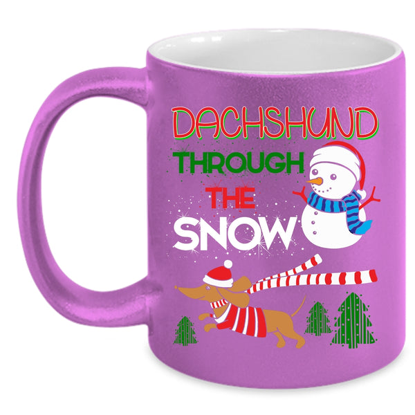 Dachshund Through The Snow Coffee Mug, Cute Dachshund Coffee Cup