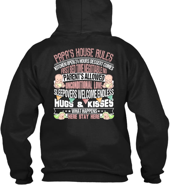 Papa's House Rules T Shirt, Hugs And Kisses T Shirt