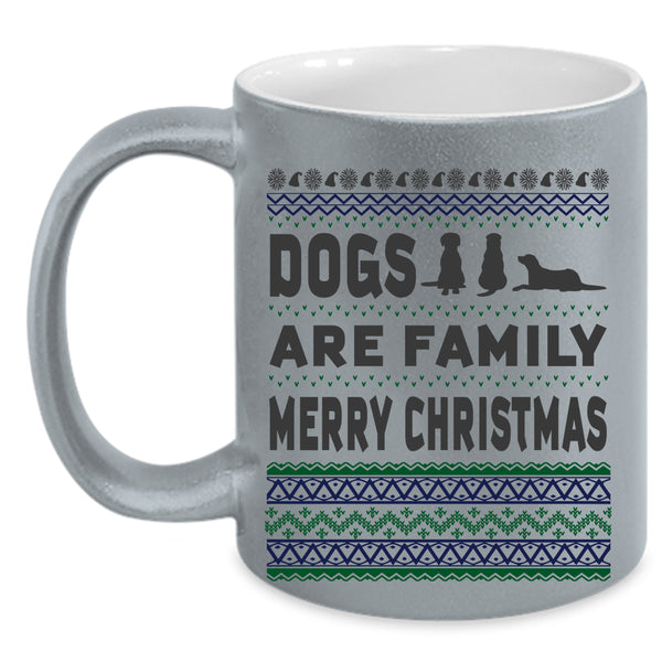 Merry Christmas Coffee Mug, Dogs Are Family Accent Mug