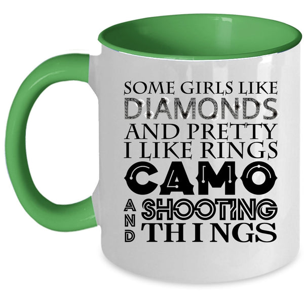 I Like Rings Camo And Shooting Coffee Mug, Pretty Girls Accent Mug