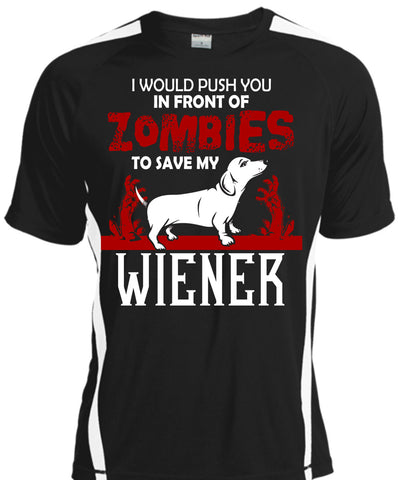 A black t-shirt with the shopify logo