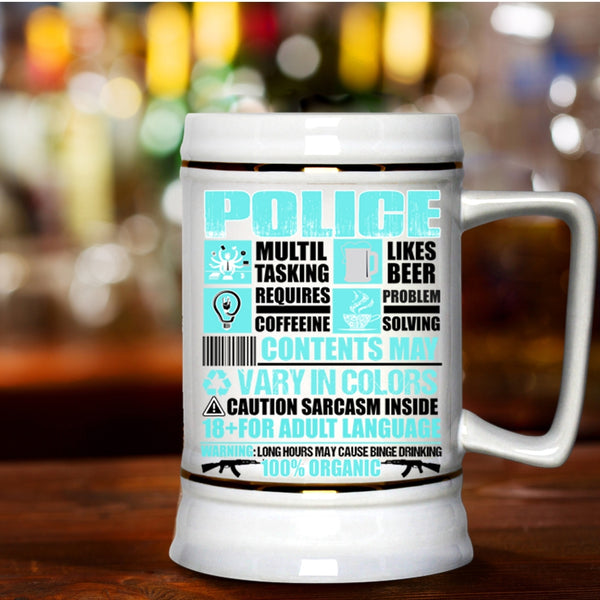 Awesome Gift For Policemans Beer Stein 22oz, Police Beer Mug