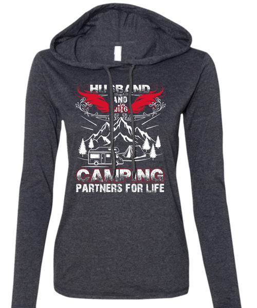 Husband And Wife Camping Partners For Life T Shirt, Being A Husband T Shirt (Anvil Ladies Ringspun Hooded)