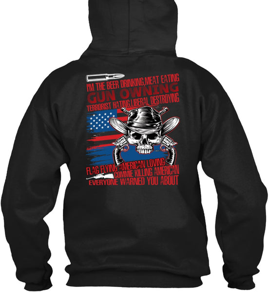 Meat Eating Gun Owning T Shirt, Flag Flying T Shirt