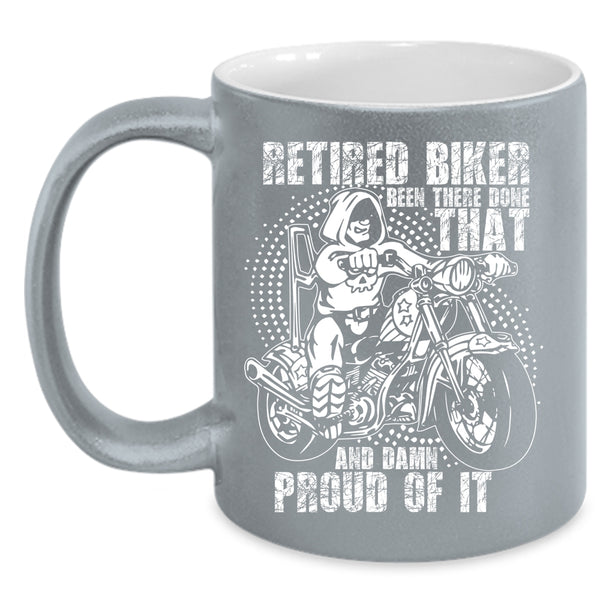 Retired Biker Coffee Mug, Cool Retirement Coffee Cup