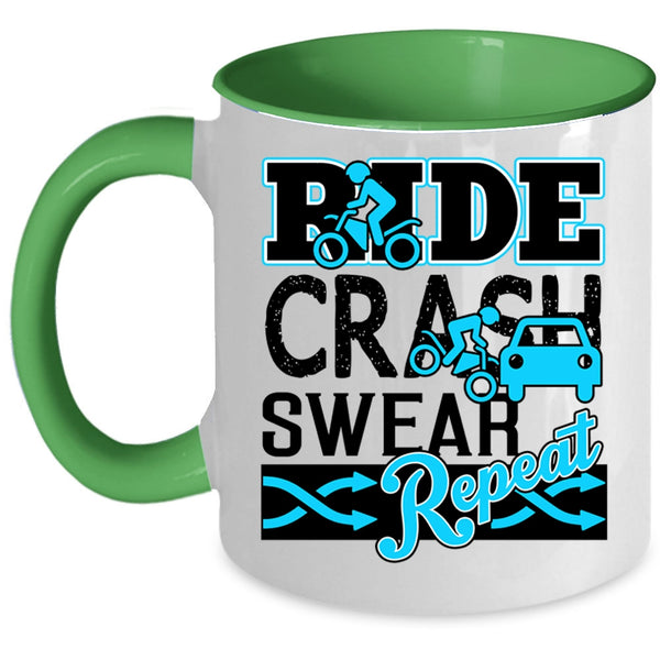 Cool Riding Coffee Mug, Ride Crash Swear Repeat Accent Mug