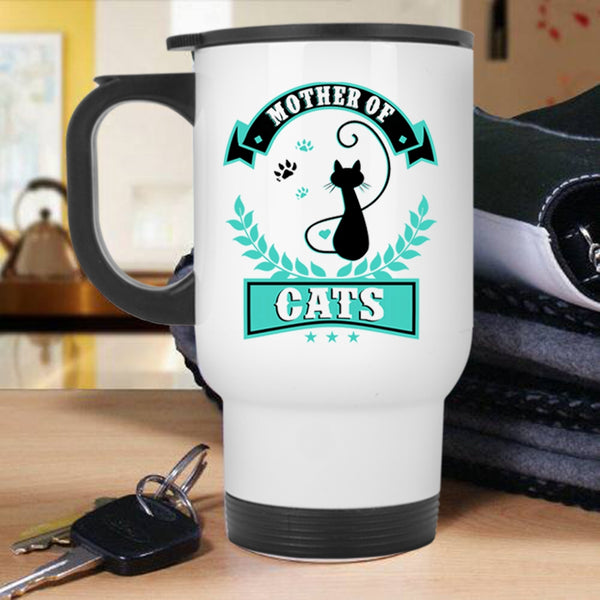Cute Gift For Mom Travel Mug, Mother Of Cats Mug