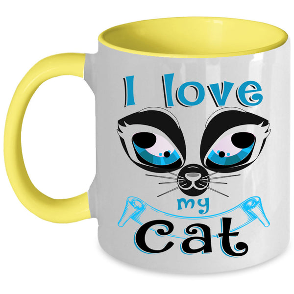 Cute Gift For Cat Lovers Coffee Mug, I Love My Cat Accent Mug
