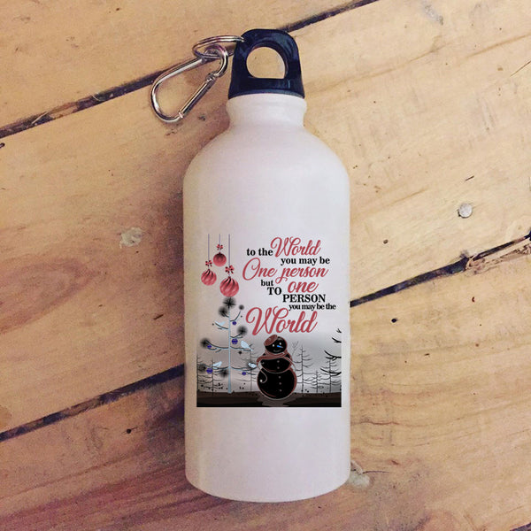 Cute Christmas 20 oz Stainless Steel Bottle,To One Person You May Be The World Outdoor Sports Water Bottle