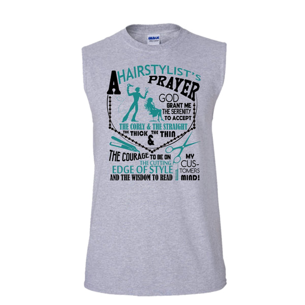 A Hair Stylist's Prayer T Shirt, Coolest Hair Stylist Tank Top (Men's Cotton Sleeveless)
