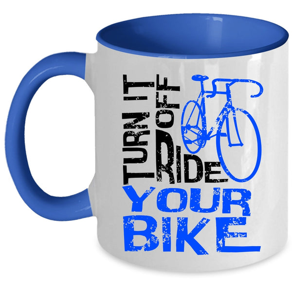 Awesome Bikers Coffee Mug, Turn Off Ride Your Bike Accent Mug