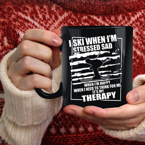 I Ski When I'm Stressed Sad Coffee Mug, Funny Skiing Coffee Cup