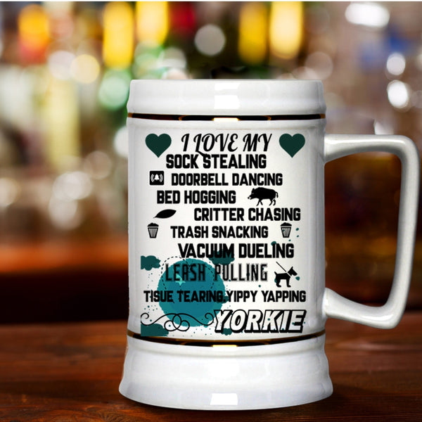 Cute Gift For Yorkie Owner Beer Stein 22oz, I Love My Yorkie Beer Mug