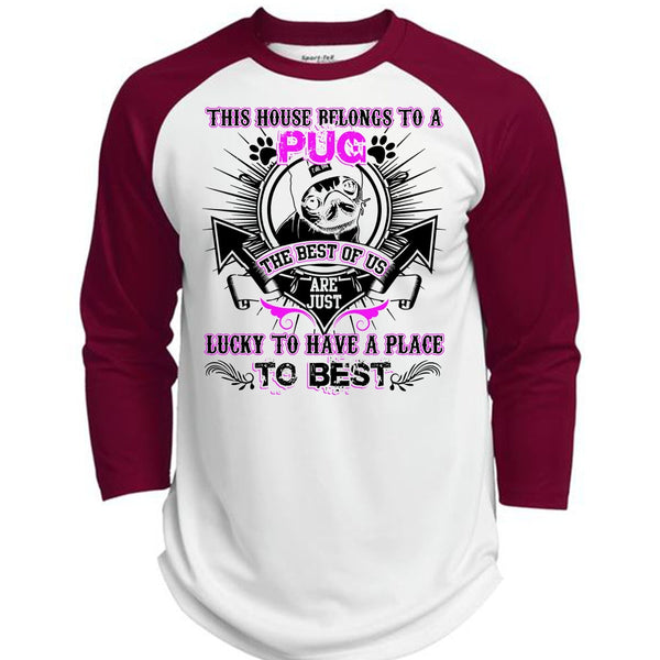 This House Belongs To A Pug T Shirt, I Love Pug T Shirt, Awesome T-Shirts  (Polyester Game Baseball Jersey)