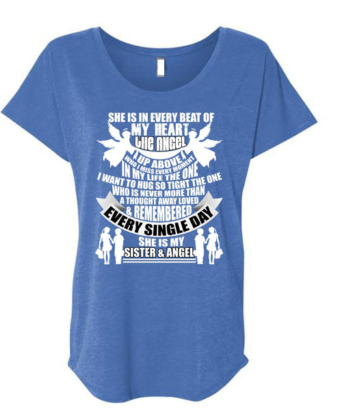 She Is My Sister And Angel T Shirt, Beat Of My Heart T Shirt, Cool Shirt (Ladies' Triblend Dolman Sleeve)